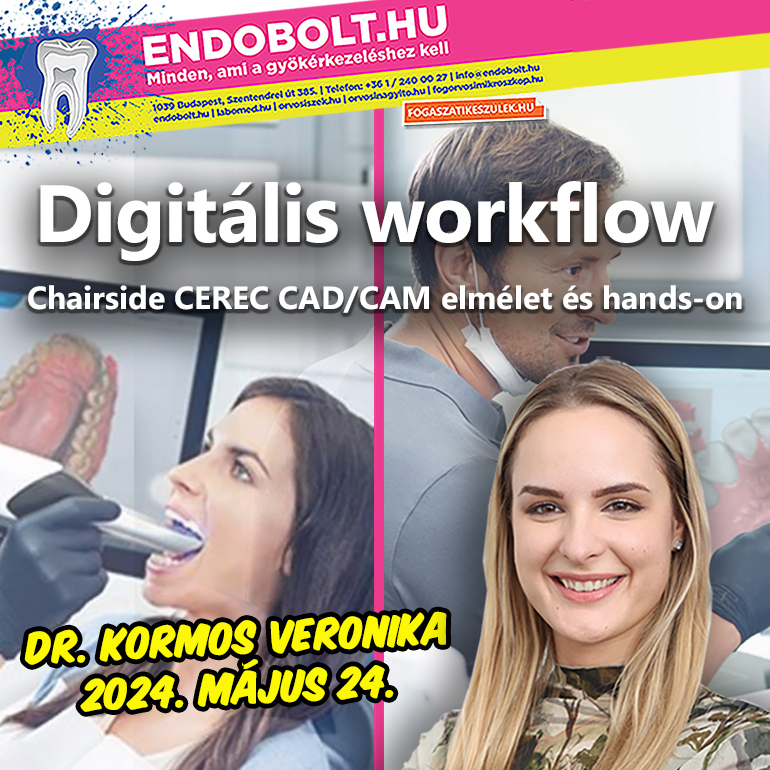 Digitális workflow - Chairside CEREC CAD/CAM elmélet és hands-on